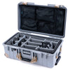 Pelican 1535 Air Case, Silver with Desert Tan Handles, Latches & Trolley Gray Padded Microfiber Dividers with Mesh Lid Organizer ColorCase 015350-0170-180-311-310