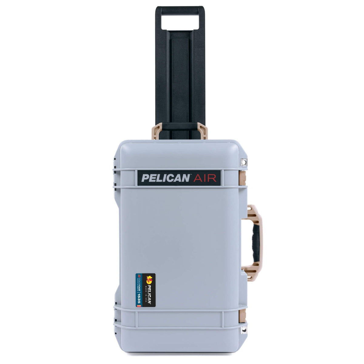 Pelican 1535 Air Case, Silver with Desert Tan Handles, Latches &amp; Trolley ColorCase 
