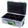 Pelican 1535 Air Case, Silver with Lime Green Handles & Latches TrekPak Divider System with Laptop Computer Lid Pouch ColorCase 015350-0220-180-301