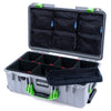 Pelican 1535 Air Case, Silver with Lime Green Handles & Latches TrekPak Divider System with 7-Piece Removable Mesh Pouches ColorCase 015350-0720-180-301