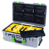 Pelican 1535 Air Case, Silver with Lime Green Handles, Latches & Trolley Yellow Padded Microfiber Dividers with 7-Piece Removable Mesh Pouches ColorCase 015350-0710-180-301-300