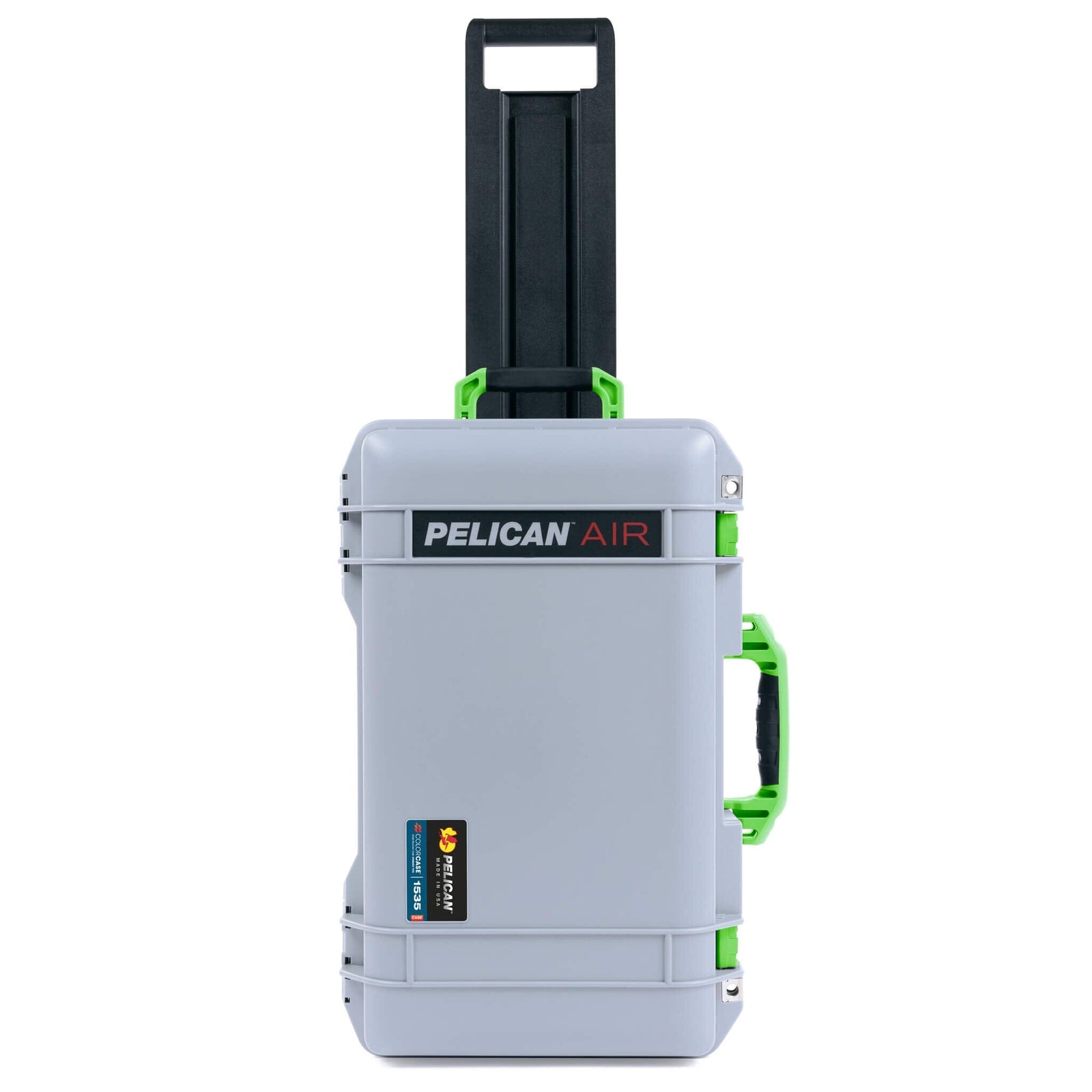 Pelican 1535 Air Case, Silver with Lime Green Handles & Latches ColorCase 