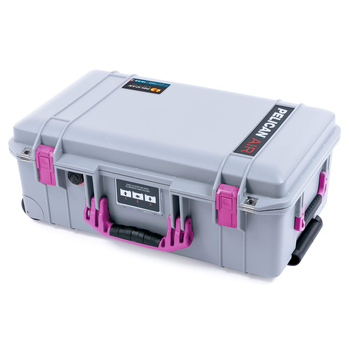 Pelican 1535 Air Case, Silver with Magenta Handles &amp; Latches ColorCase 