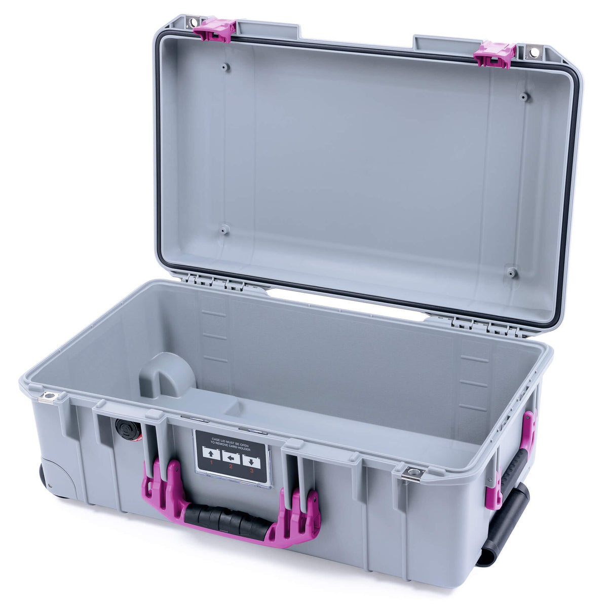 Pelican 1535 Air Case, Silver with Magenta Handles &amp; Latches None (Case Only) ColorCase 015350-0000-180-401