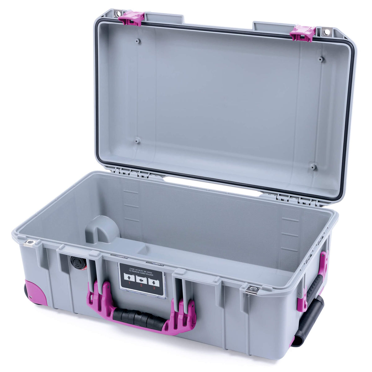 Pelican 1535 Air Case, Silver with Magenta Handles, Latches &amp; Trolley None (Case Only) ColorCase 015350-0000-180-401-400