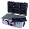 Pelican 1535 Air Case, Silver with Magenta Handles, Latches & Trolley Pick & Pluck Foam with 7-Piece Removable Mesh Pouches ColorCase 015350-0701-180-401-400