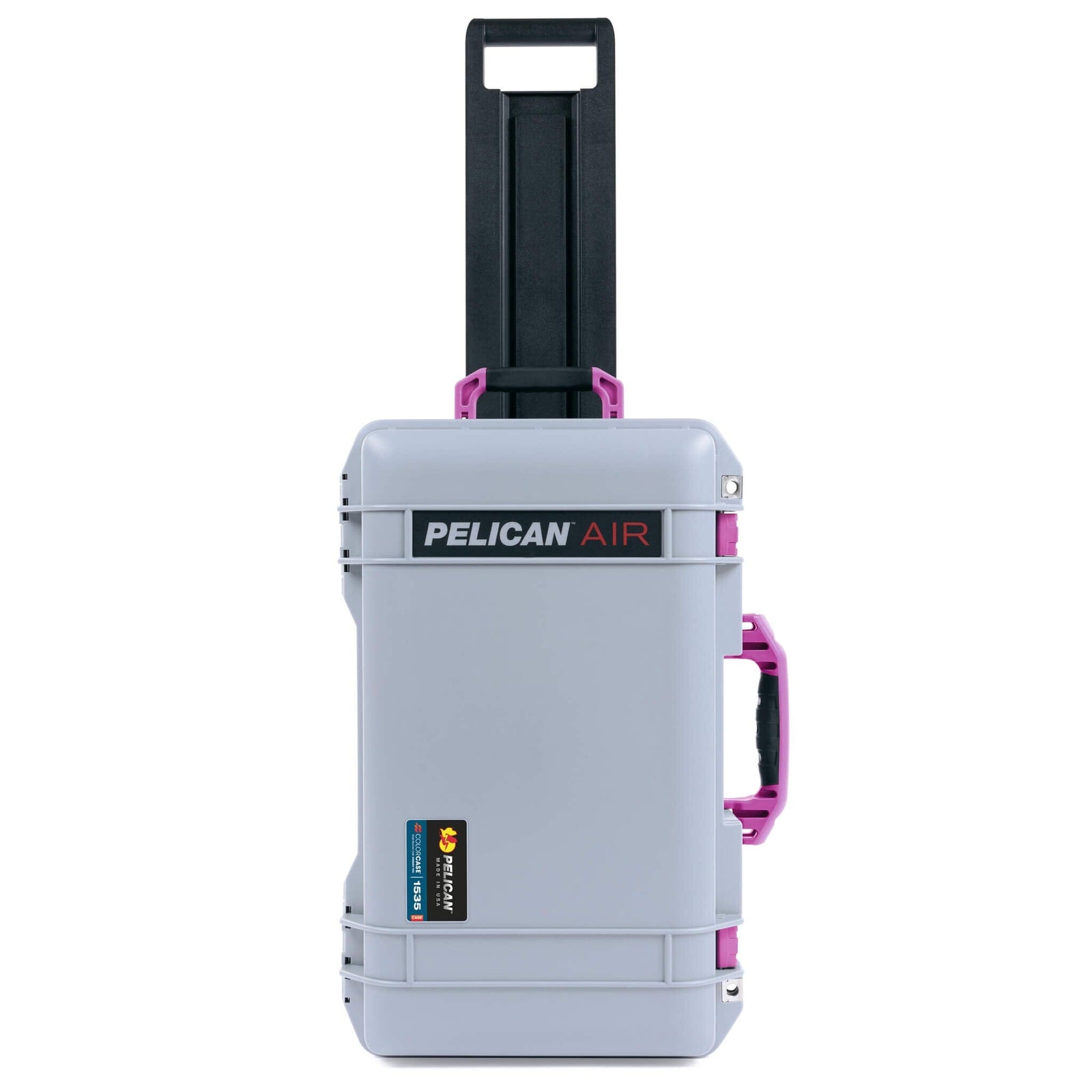 Pelican 1535 Air Case, Silver with Magenta Handles & Latches ColorCase 