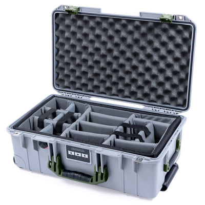 Pelican 1535 Air Case, Silver with OD Green Handles & Latches Gray Padded Microfiber Dividers with Convoluted Lid Foam ColorCase 015350-0070-180-131