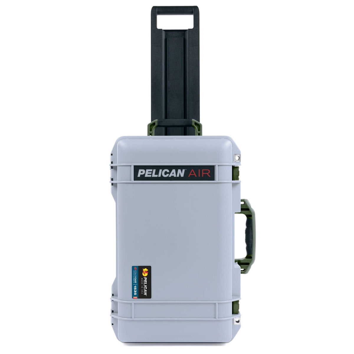 Pelican 1535 Air Case, Silver with OD Green Handles &amp; Latches ColorCase 