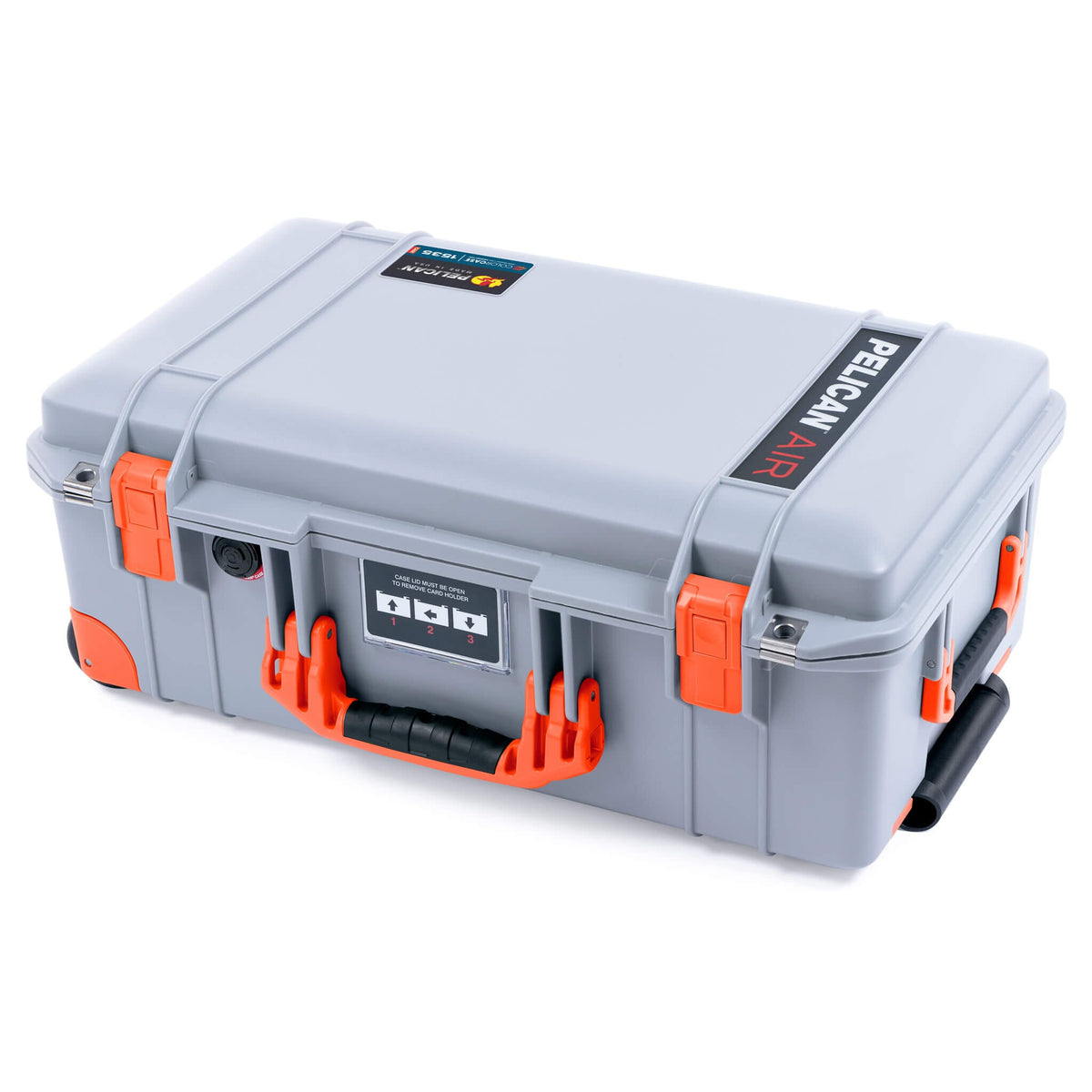 Pelican 1535 Air Case, Silver with Orange Handles, Latches &amp; Trolley ColorCase 