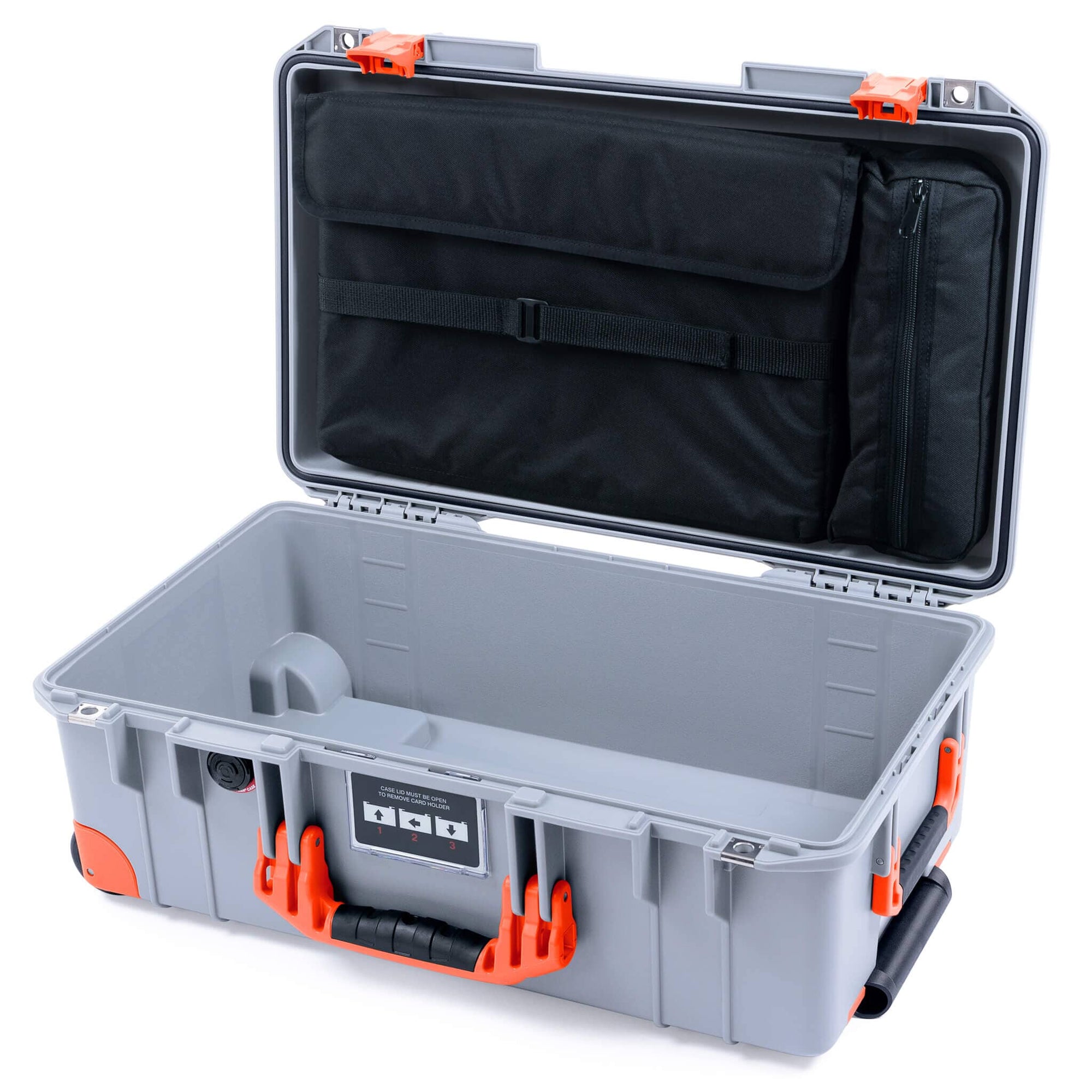 Pelican 1535 Air Case, Silver with Orange Handles, Latches & Trolley Laptop Computer Lid Pouch Only ColorCase 015350-0200-180-151-150