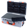 Pelican 1535 Air Case, Silver with Orange Handles, Latches & Trolley Pick & Pluck Foam with 7-Piece Removable Mesh Pouches ColorCase 015350-0701-180-151-150