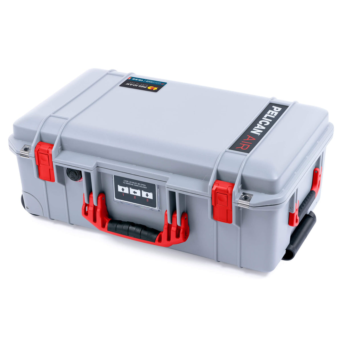 Pelican 1535 Air Case, Silver with Red Handles &amp; Latches ColorCase 