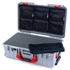 Pelican 1535 Air Case, Silver with Red Handles & Latches Pick & Pluck Foam with 7-Piece Removable Mesh Pouches ColorCase 015350-0701-180-321
