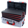 Pelican 1535 Air Case, Silver with Red Handles & Latches Custom Tool Kit (4 Foam Inserts with Mesh Lid Organizer) ColorCase 015350-0160-180-321