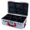 Pelican 1535 Air Case, Silver with Red Handles & Latches TrekPak Divider System with Mesh Lid Organizer ColorCase 015350-0120-180-321