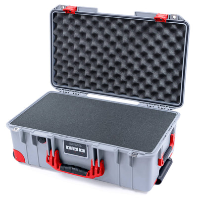 Pelican 1535 Air Case, Silver with Red Handles, Latches & Trolley Pick & Pluck Foam with Convoluted Lid Foam ColorCase 015350-0001-180-321-320