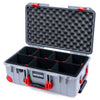 Pelican 1535 Air Case, Silver with Red Handles, Latches & Trolley TrekPak Divider System with Convoluted Lid Foam ColorCase 015350-0020-180-321-320