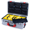 Pelican 1535 Air Case, Silver with Red Handles & Latches Yellow Padded Microfiber Dividers with 7-Piece Removable Mesh Pouches ColorCase 015350-0710-180-321