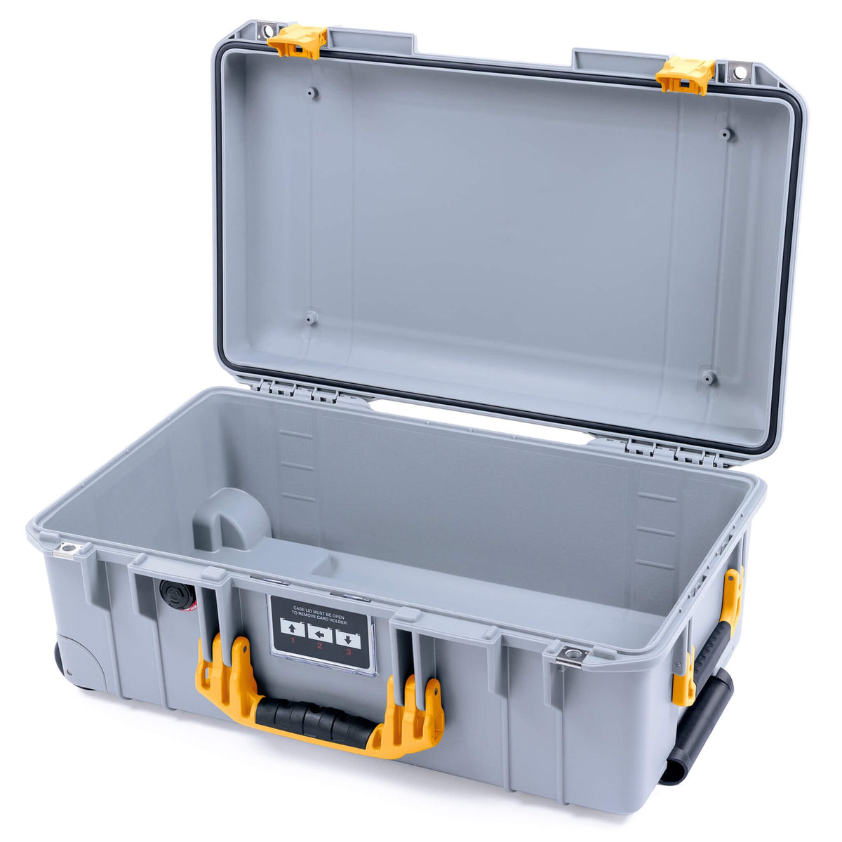 Pelican 1535 Air Case, Silver with Yellow Handles &amp; Latches None (Case Only) ColorCase 015350-0000-180-241