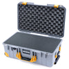 Pelican 1535 Air Case, Silver with Yellow Handles, Latches & Trolley Pick & Pluck Foam with Convoluted Lid Foam ColorCase 015350-0001-180-241-240