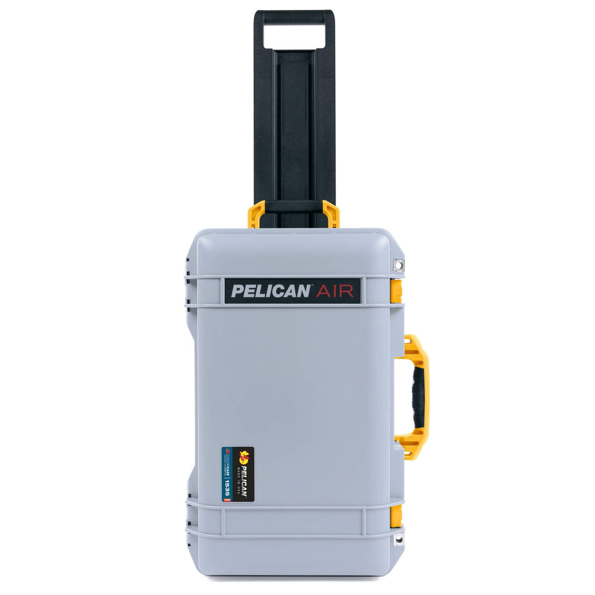 Pelican 1535 Air Case, Silver with Yellow Handles, Latches &amp; Trolley ColorCase 