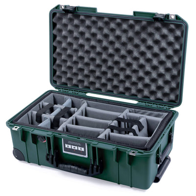 Pelican 1535 Air Case, Trekking Green with Black Handles & Push-Button Latches Gray Padded Microfiber Dividers with Convolute Lid Foam ColorCase 015350-0070-138-110-110