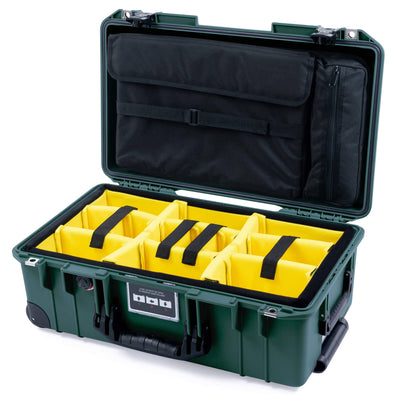 Pelican 1535 Air Case, Trekking Green with TSA Locking Latches & Keys Yellow Padded Microfiber Dividers with Computer Pouch ColorCase 015350-0210-138-L10-110