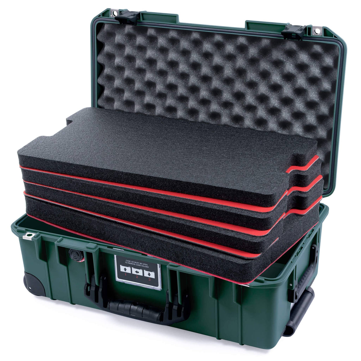 Pelican 1535 Air Case, Trekking Green with Black Handles &amp; Push-Button Latches Custom Tool Kit (4 Foam Inserts with Convolute Lid Foam) ColorCase 015350-0060-138-110-110