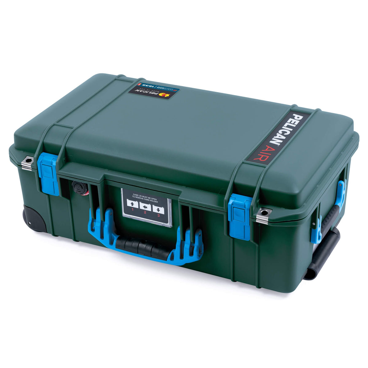 Pelican 1535 Air Case, Trekking Green with Blue Handles &amp; Push-Button Latches ColorCase 