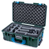 Pelican 1535 Air Case, Trekking Green with Blue Handles & Push-Button Latches Gray Padded Microfiber Dividers with Convolute Lid Foam ColorCase 015350-0070-138-120-110