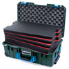 Pelican 1535 Air Case, Trekking Green with Blue Handles & Push-Button Latches Custom Tool Kit (4 Foam Inserts with Convolute Lid Foam) ColorCase 015350-0060-138-120-110