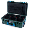 Pelican 1535 Air Case, Trekking Green with Blue Handles & Push-Button Latches TrekPak Divider System with Computer Pouch ColorCase 015350-0220-138-120-110