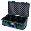 Pelican 1535 Air Case, Trekking Green with Blue Handles & Push-Button Latches TrekPak Divider System with Convolute Lid Foam ColorCase 015350-0020-138-120-110