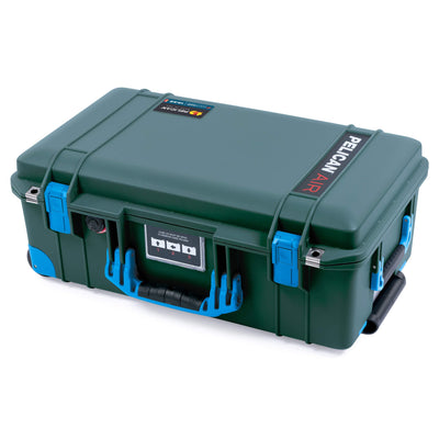 Pelican 1535 Air Case, Trekking Green with Blue Handles, Push-Button Latches & Trolley ColorCase