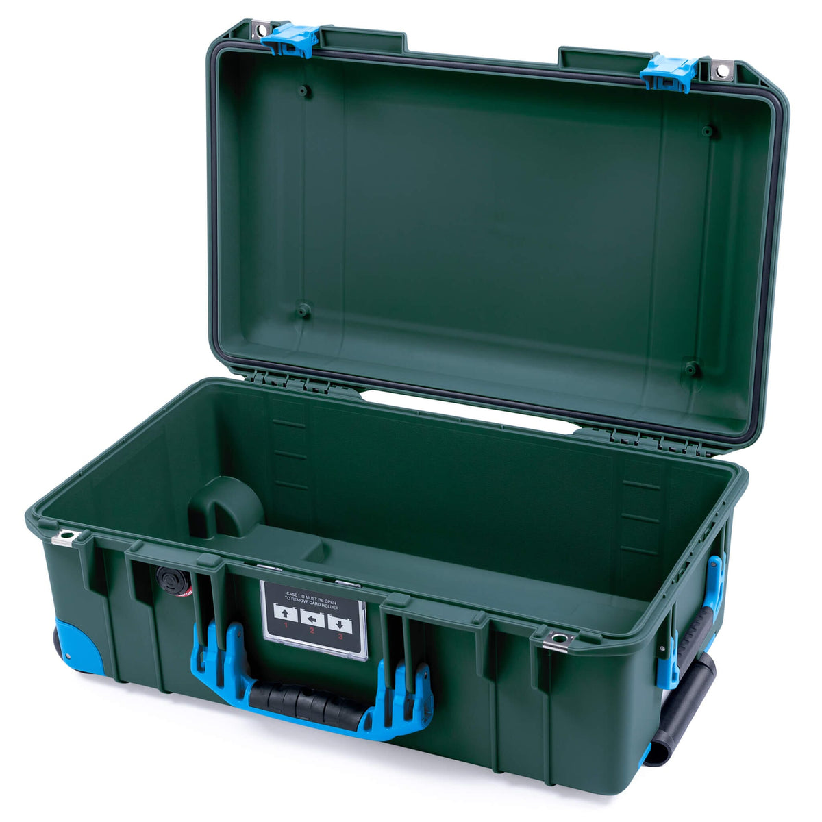 Pelican 1535 Air Case, Trekking Green with Blue Handles, Push-Button Latches &amp; Trolley None (Case Only) ColorCase 015350-0000-138-320-320