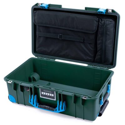 Pelican 1535 Air Case, Trekking Green with Blue Handles, Push-Button Latches & Trolley Laptop Computer Lid Pouch Only ColorCase 015350-0200-138-320-320