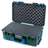 Pelican 1535 Air Case, Trekking Green with Blue Handles, Push-Button Latches & Trolley Pick & Pluck Foam with Convolute Lid Foam ColorCase 015350-0001-138-320-320