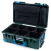 Pelican 1535 Air Case, Trekking Green with Blue Handles, Push-Button Latches & Trolley TrekPak Divider System with Computer Pouch ColorCase 015350-0220-138-320-320