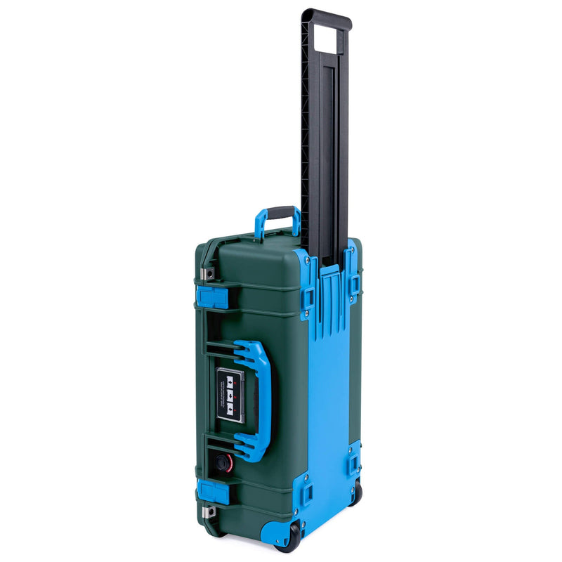 Pelican 1535 Air Case, Trekking Green with Blue Handles, Push-Button Latches & Trolley ColorCase 
