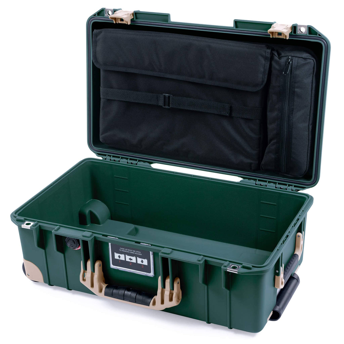 Pelican 1535 Air Case, Trekking Green with Desert Tan Handles, Latches &amp; Trolley Laptop Computer Lid Pouch Only ColorCase 015350-0200-560-311-310