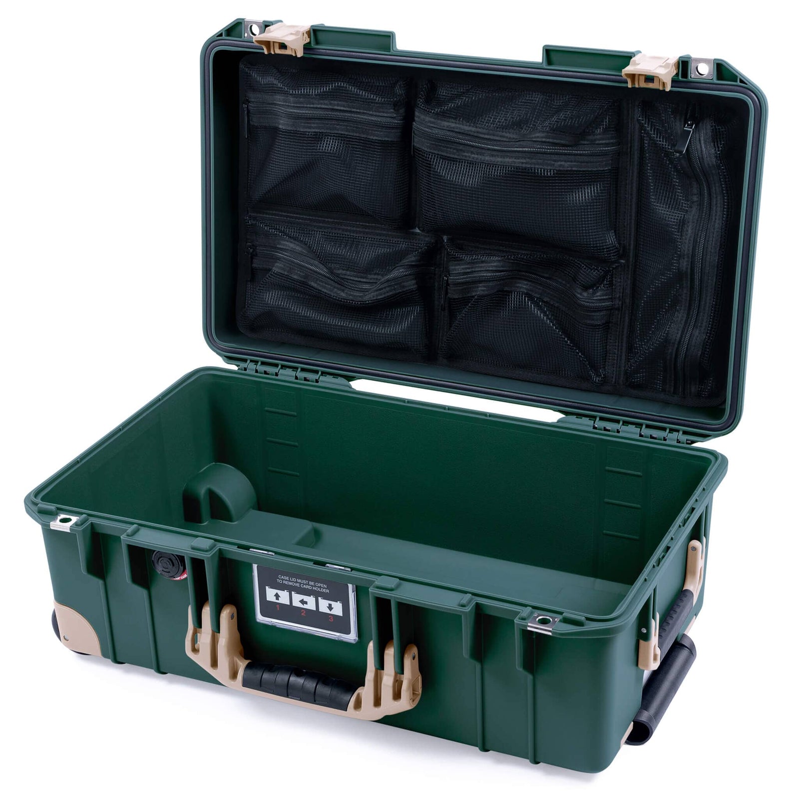 Pelican 1535 Air Carry - on Case - Trekking Green & Desert Tan Trolley - Mesh Lid Organizer Only