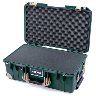 Pelican 1535 Air Case, Trekking Green with Desert Tan Handles, Latches & Trolley Pick & Pluck Foam with Convolute Lid Foam ColorCase 015350-0001-560-311-310