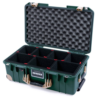 Pelican 1535 Air Case, Trekking Green with Desert Tan Handles, Latches & Trolley TrekPak Divider System with Convolute Lid Foam ColorCase 015350-0020-560-311-310
