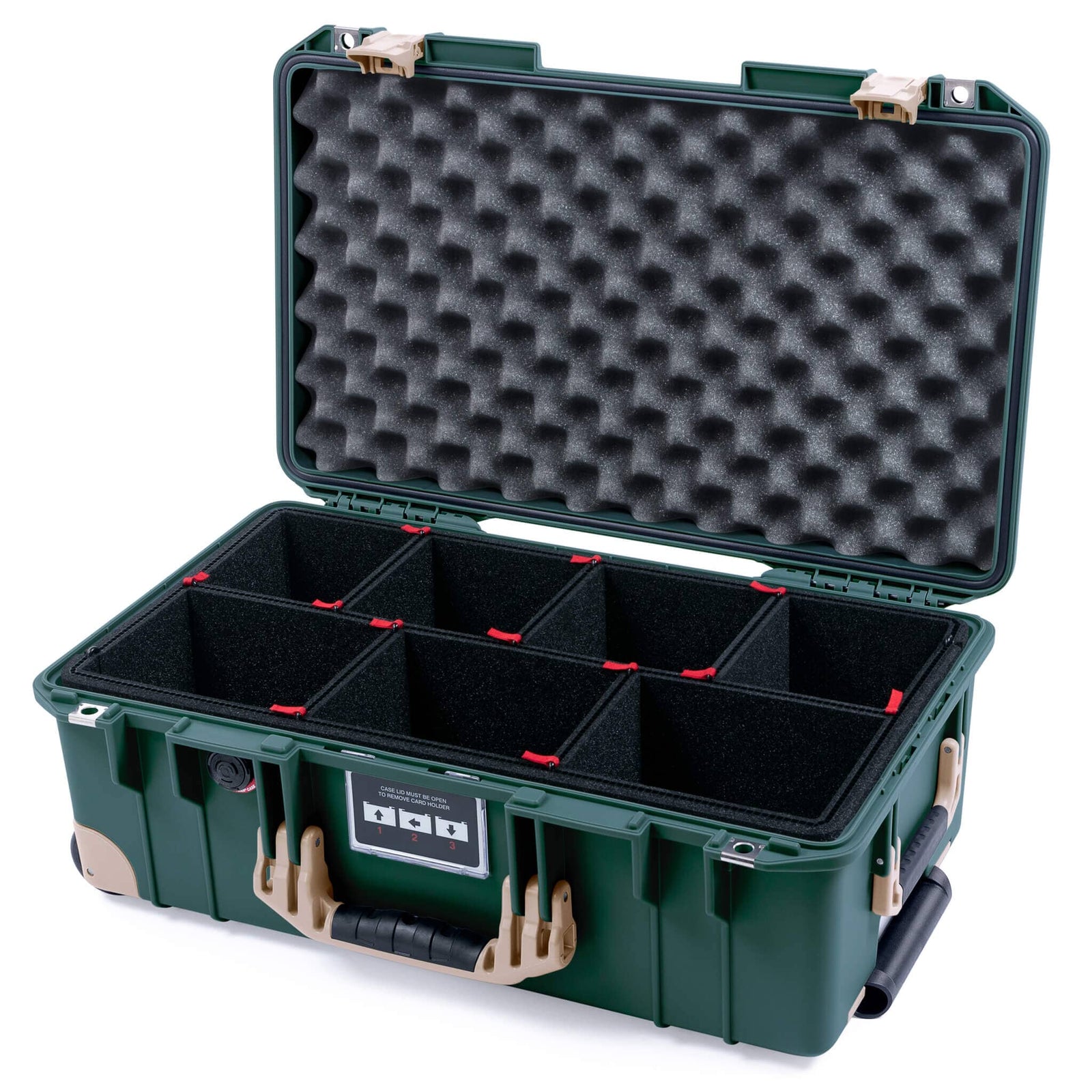 Pelican 1535 Air Carry - on Case - Trekking Green & Desert Tan Trolley - TrekPak Divider System / Convoluted Lid Foam