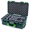 Pelican 1535 Air Case, Trekking Green with Lime Green Handles & Latches Gray Padded Microfiber Dividers with Convolute Lid Foam ColorCase 015350-0070-560-301