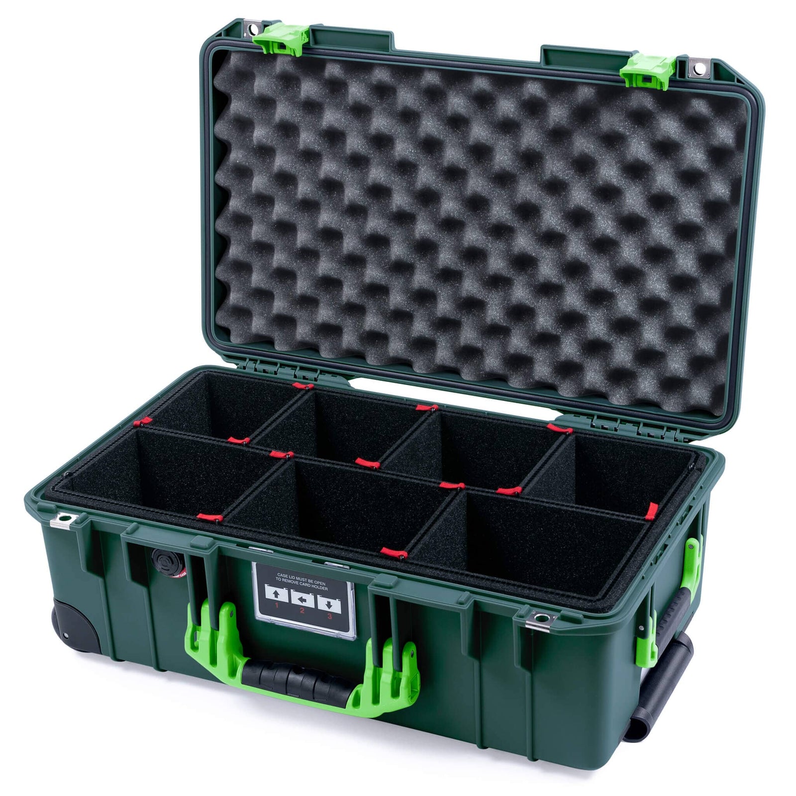 Pelican 1535 Air Carry-on Case - Trekking Green & Lime Green - TrekPak Divider System / Convoluted Lid Foam