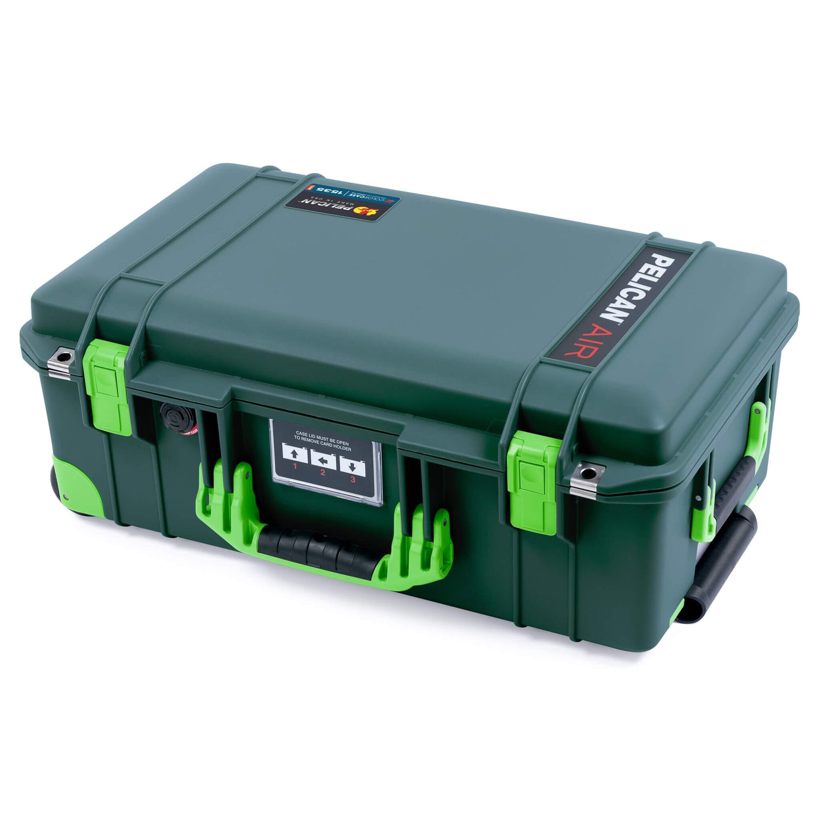 Pelican 1535 Air Case, Trekking Green with Lime Green Handles, Latches & Trolley ColorCase 