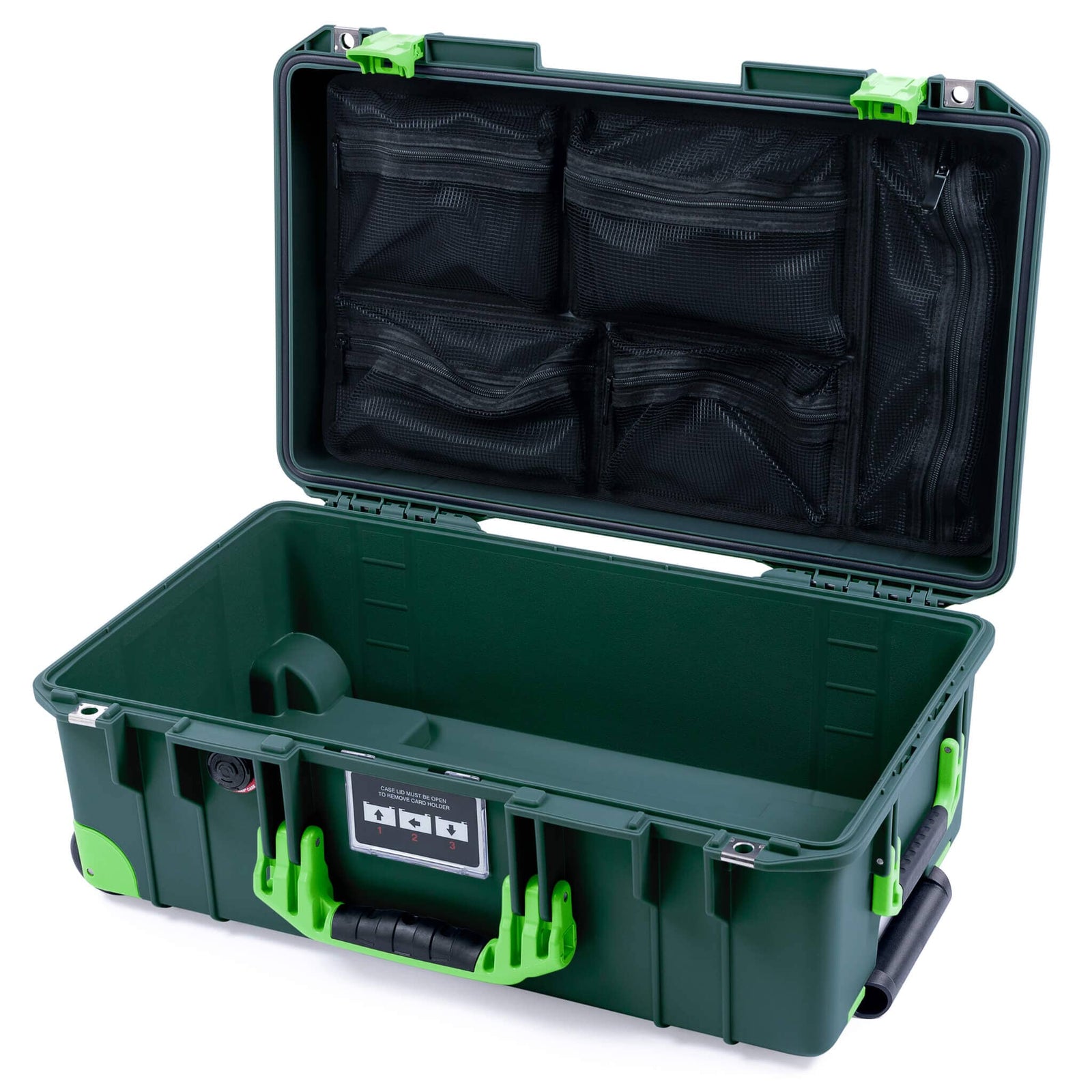 Pelican 1535 Air Carry-on Case - Trekking Green & Lime Green Trolley - Mesh Lid Organizer Only
