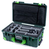 Pelican 1535 Air Case, Trekking Green with Lime Green Handles, Latches & Trolley Gray Padded Microfiber Dividers with Computer Pouch ColorCase 015350-0270-560-301-300